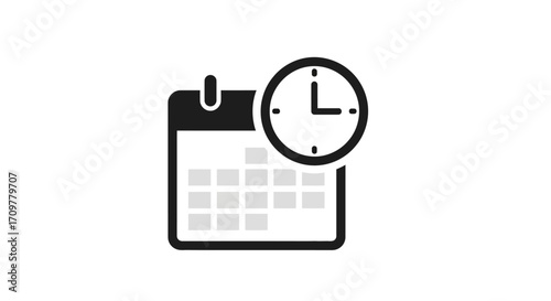 Calendar icon with clock symbolizing time management and deadlines