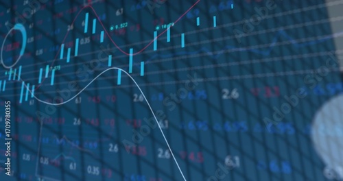 Displaying financial chart on trading interface, with candlesticks, trend lines, numeric labels