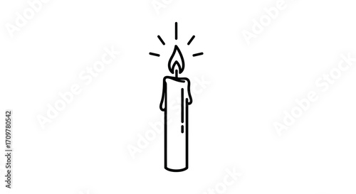 A single lit candle with a bright flame and radiating light, symbolizing hope and inspiration.