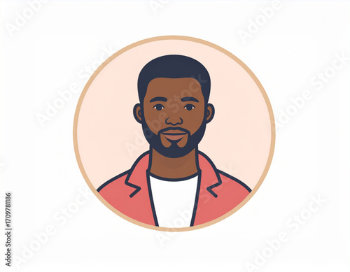 Simple Cartoon Man Portrait with a beard – User Profile Icon Vector