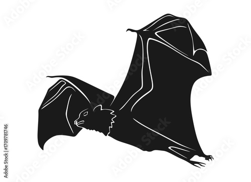 flying vampire bat silhouette vector design