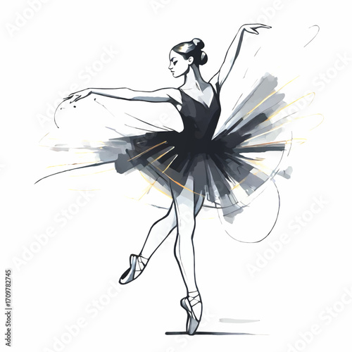 classic ballet dancer pencil sketch vector illustration