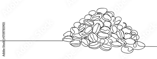 Continuous line of pile of almond seeds. Simple line art doodle vector. Editable stroke.