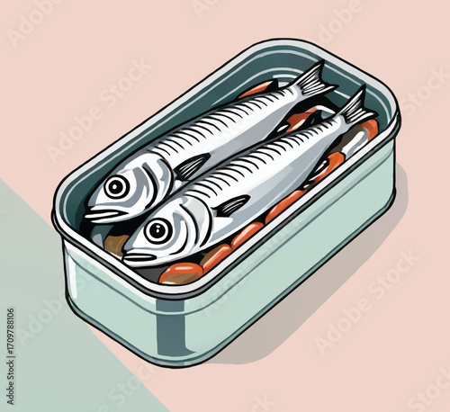canned sardines cartoon vector illustration