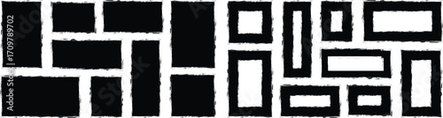 Set of paint brush grunge border frame. Grunge frame. black grunge rectangles on a white background. Vector brush rectangle grunge shape. Paint brush stamp collection. vector illustration