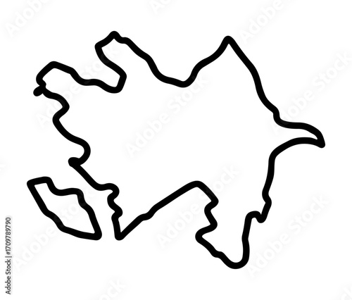 Hand-drawn style outline map of Azerbaijan in black and white