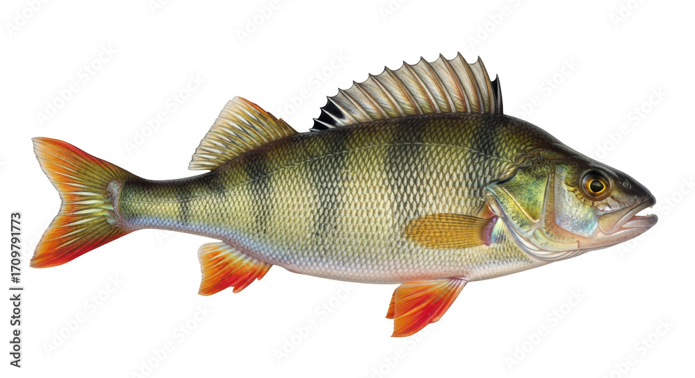 Εκτύπωση καμβά Isolated Perch fish, freshwater sport fish, perch is an excellent table fare and