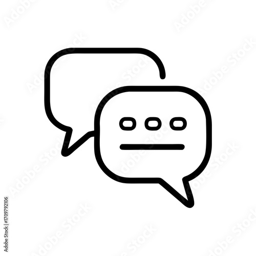 Minimalistisches schwarzes Umriss Vektor Icon einer Chat blase mit Tipp indikator, symbolisiert Online Nachrichten, Kommunikation. Isoliert auf transparentem Hintergrund
