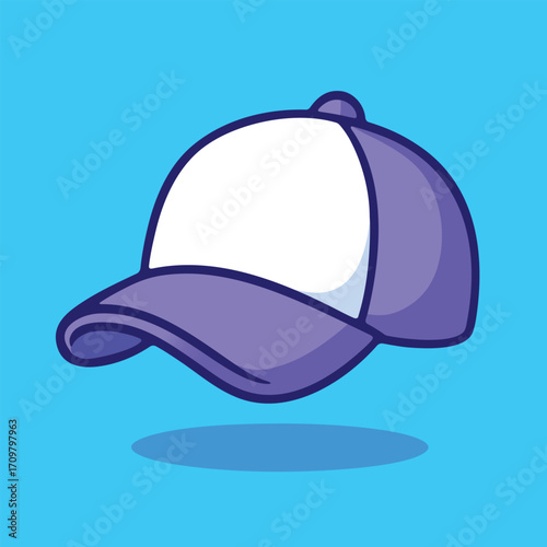 Blue and white cartoon sports cap illustration