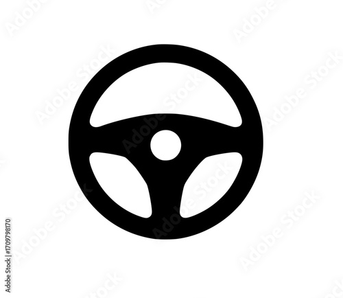 Black steering wheel icon with three spokes