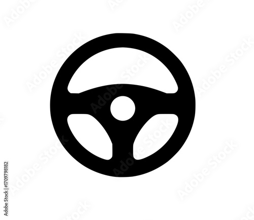 Black steering wheel icon with three spokes