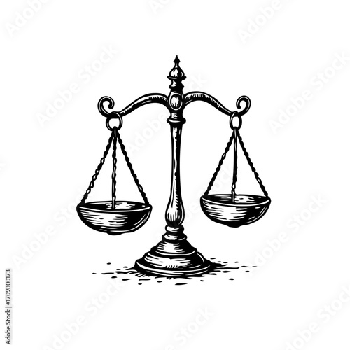 Illustration depicting scales of justice symbolizing fairness impartiality law and legal matters