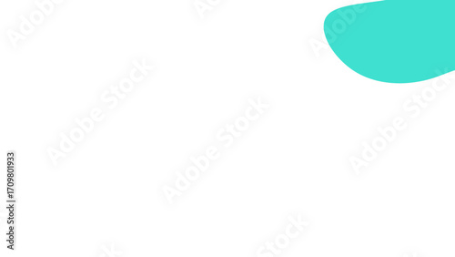 Minimalist white background featuring a smooth, organic teal shape in the top right corner. Ideal for clean design, text overlay, product display, or modern branding and presentations.