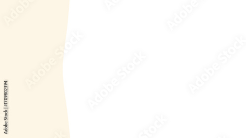 Clean and minimalist abstract background with a soft, wavy beige curve on the left, offering ample white copy space for design or text.