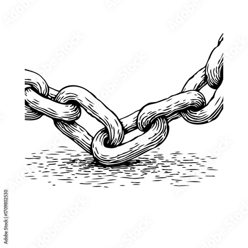 Interlocked metal chain illustration symbolizing strength, connection, support, unity, and
