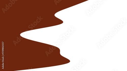 Dynamic brown wavy liquid shape on a white background, perfect for chocolate, coffee, or creamy product branding and graphic design.
