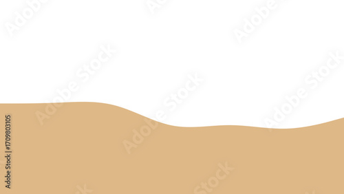 Minimalist graphic background featuring a gentle wave of warm tan color against a clean white space, ideal for text or product display, evoking natural landscapes or abstract design.