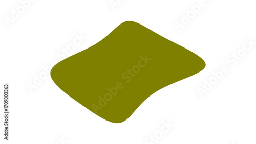 Abstract olive green organic shape on a clean white background, ideal for modern design, branding, or digital art projects.