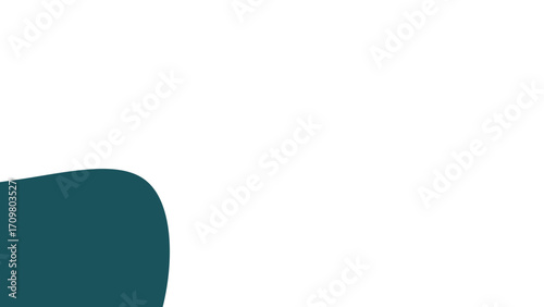 Minimalist white background featuring a deep teal curved abstract graphic element in the bottom corner, ideal for modern design, presentations, or branding.