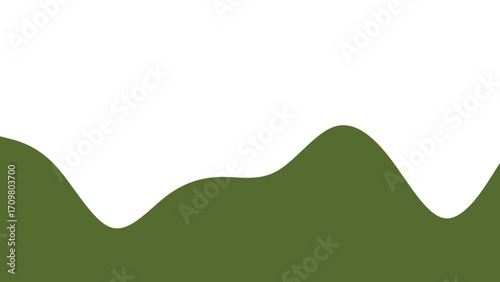 Abstract green wavy shape on white, evoking natural landscapes or fluid motion. Versatile background for eco-themes, presentations, and modern designs.