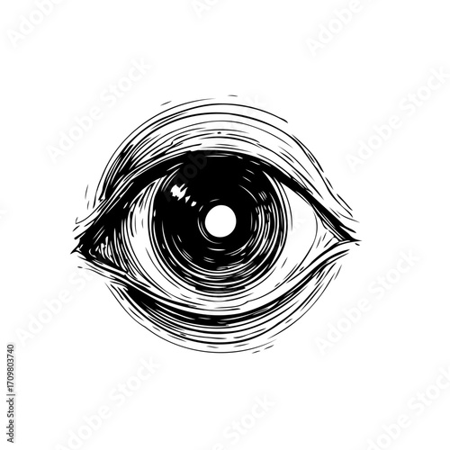 Intricate sketched depiction of a human eye evoking observation and perception created in