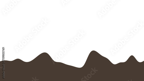 Abstract wavy brown shape on a clean white background, ideal for graphic design, natural themes, or a textured bottom border.