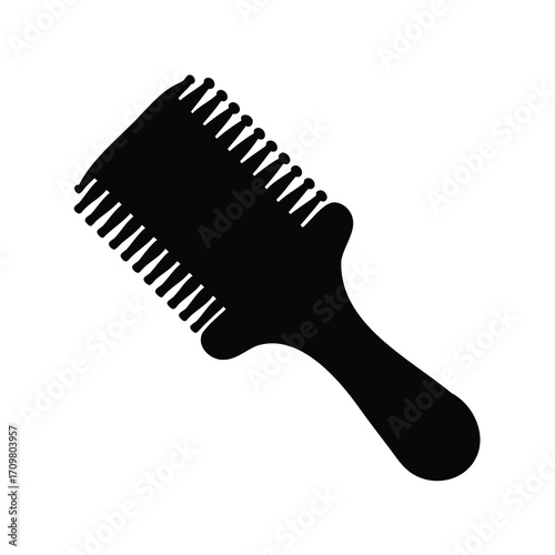 Black silhouette of a thinning razor comb for professional barber use
