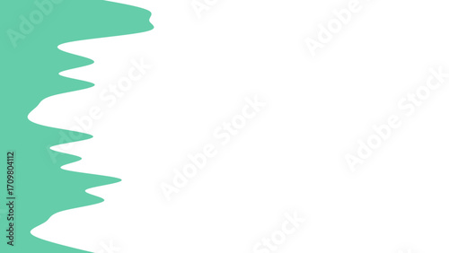 Abstract mint green wave flowing smoothly on a crisp white background. Clean, minimalist graphic design for modern presentations, branding, or text overlay.
