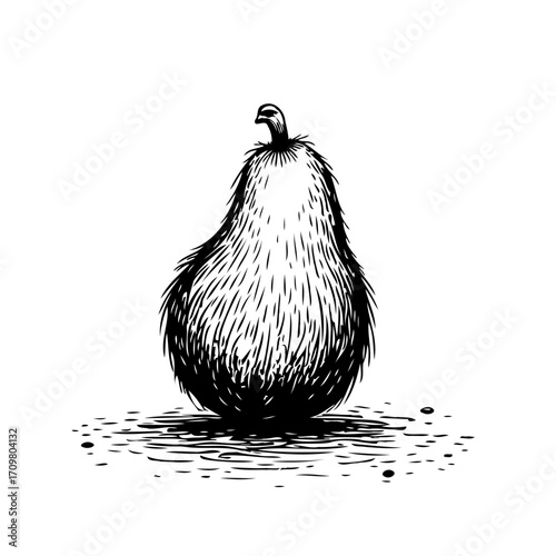 Isolated pear sketch depicting rustic charm and evokes a sense of autumnal harvest nostalgia