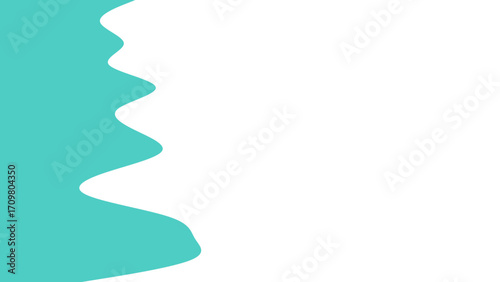 Abstract teal wavy shape on a clean white background, creating a modern, fluid design element. Ideal for graphic design, web backgrounds, or presentations.