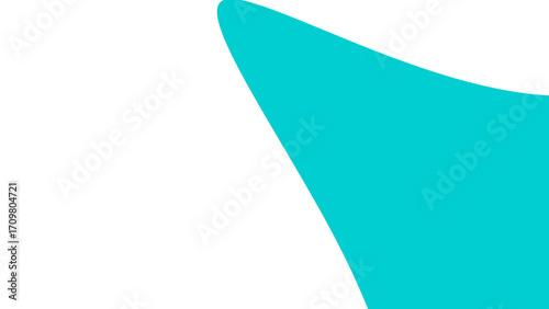 Abstract graphic background with a vibrant turquoise wave shape flowing across a clean white space, conveying freshness, fluidity, and modern design.