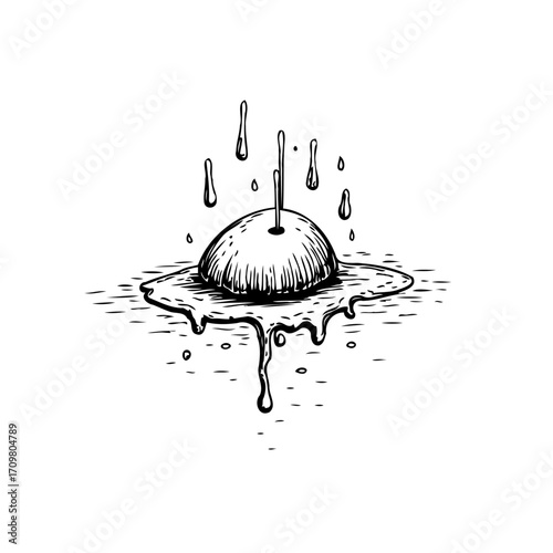 Melting sphere artistic sketch illustration symbolizing fragility and impermanence in creative