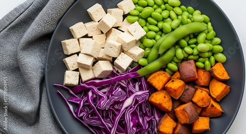 Healthy Tofu and Vegetable Bowl.