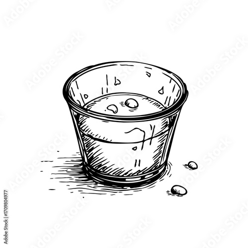Minimalist glass water sketch offers serene simplicity and invites mindful hydration for daily
