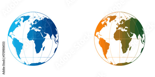 Vector illustration of a planet Earth hemisphere with clean lines, perfect for web design and corporate annual reports.


