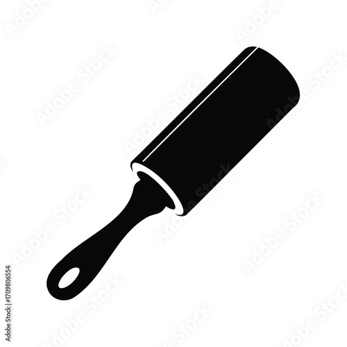 Black lint roller in solid style on a white background illustration