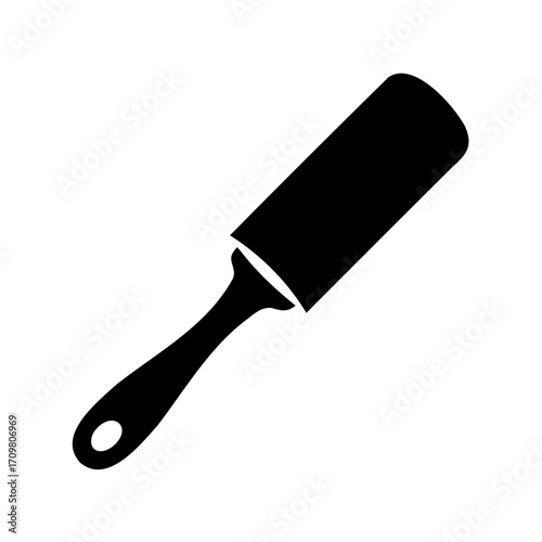Black silhouette of a lint roller on a white background illustration