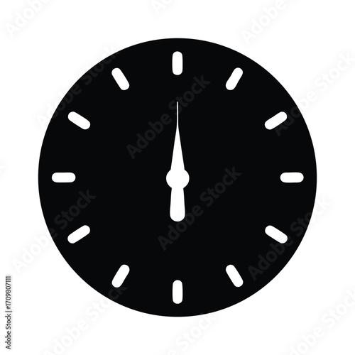Clock face illustration showing time at twelve o clock midnight noon timekeeping design element graphic