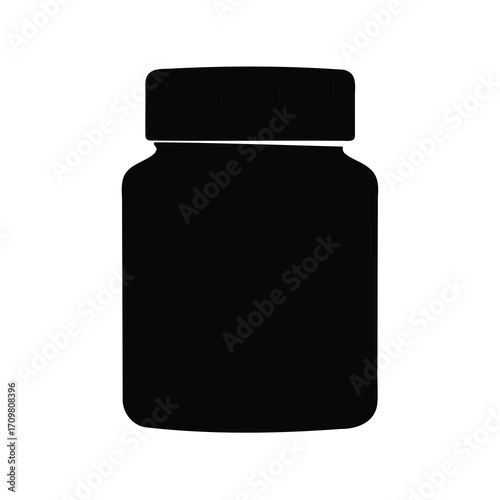 Solid black silhouette of a generic jar or container on white
