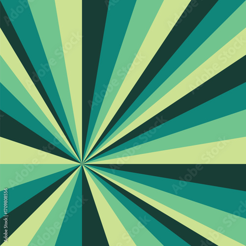 Pattern created from neon sea, bottle, teal and lime green triangles radiating from the left lower intersecting point on the rule of thirds grid