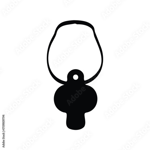 Abstract black silhouette of a pendant with round and oblong shapes