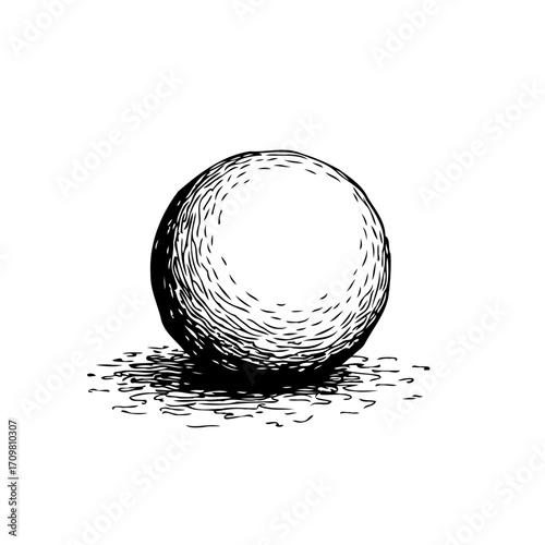 Monochrome sphere drawing with shadow a simple graphic representation showcasing light and form in
