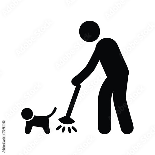 Cleaning up after the pet pictogram symbol for cleanliness and responsibility