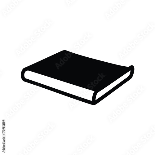 A black and white image of a closed book on its side