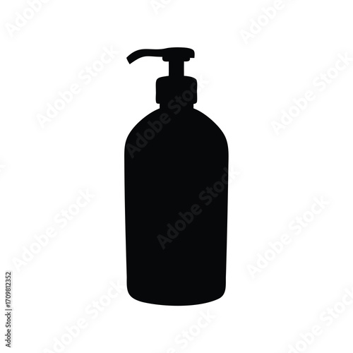 Simple black silhouette of a pump bottle for soap or lotion