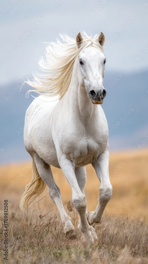 Fototapeta premium white horse on the beach