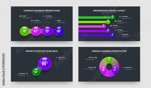 Elegant Briefing Four Five Two Three Step Chart Slideshow Layout Vector Illustration Set. Minimal Introduction 4 5 2 3 Option Graph Frame Template Collection.