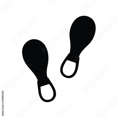 Black footprint silhouettes on a white background showing steps and direction