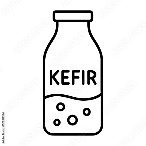 Kefir bottle line art icon in black and white