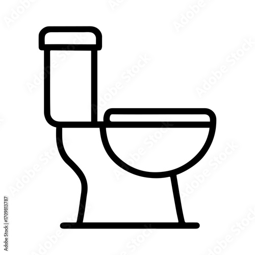 Toilet line icon in black and white